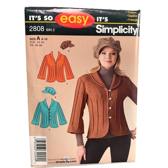 Simplicity 2808 Womens Jacket Beret Hat Sewing Pattern Size 8-18 Uncut 2000s - Picture 1 of 2